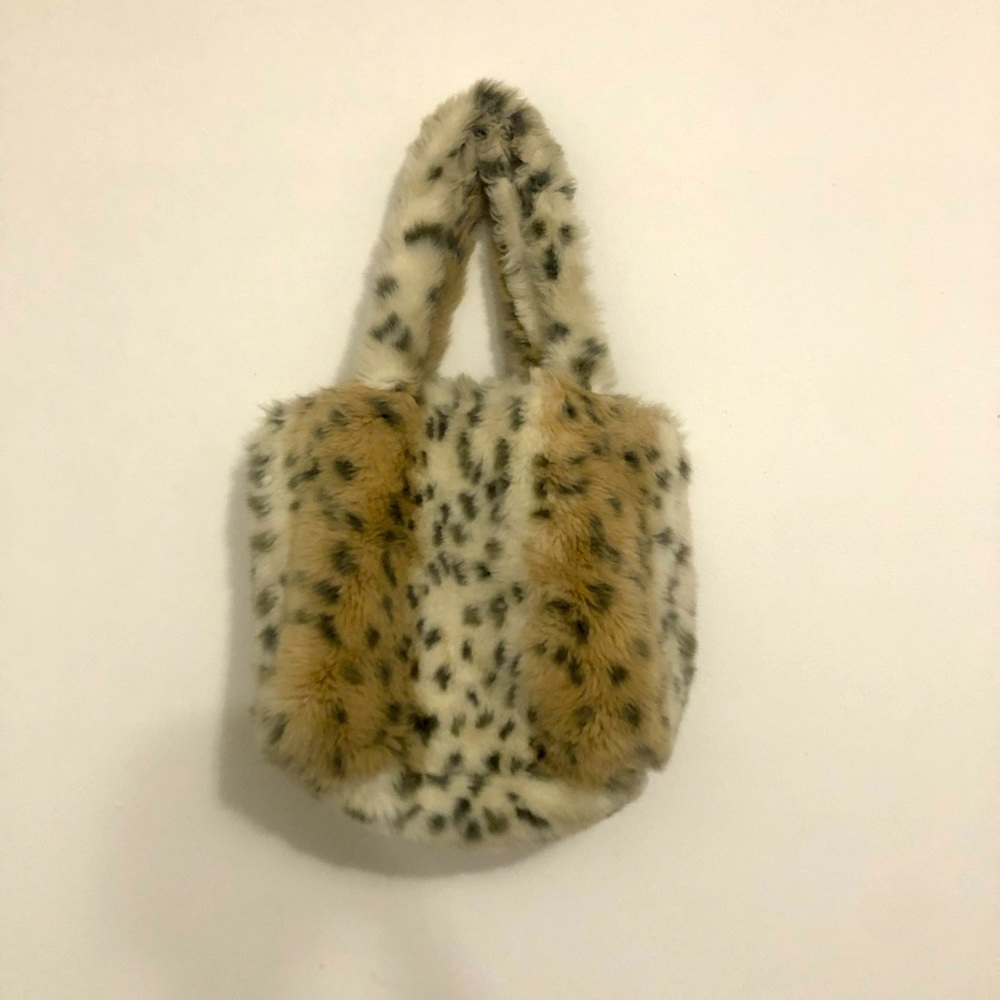 Y2K Fuzzy Cheetah Large Purse
